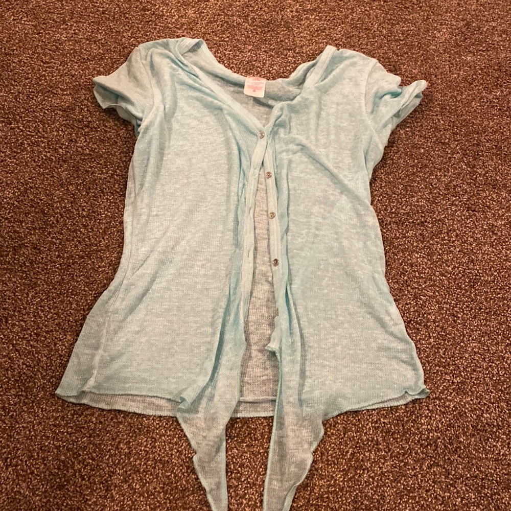 Open mint green top